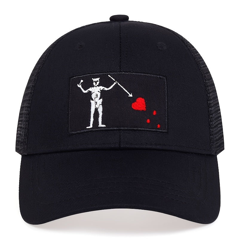 Men's Skull Fork Heart Baseball Cap Mesh Hat