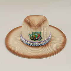 Western Cowboy Straw Hat Spring Summer Top Hat Mens Straw Hat