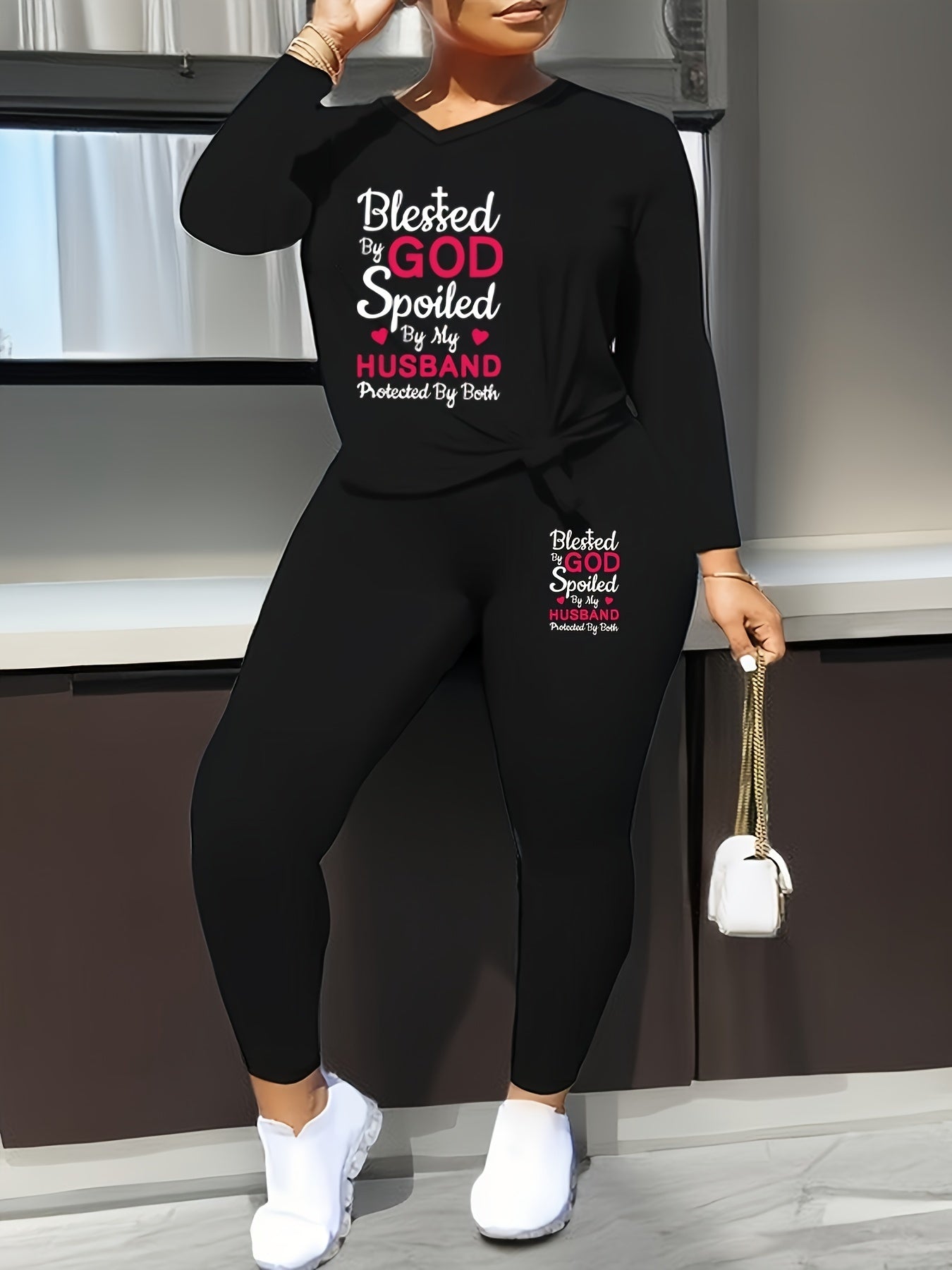 Graphic Tee & Pants Outfit Set