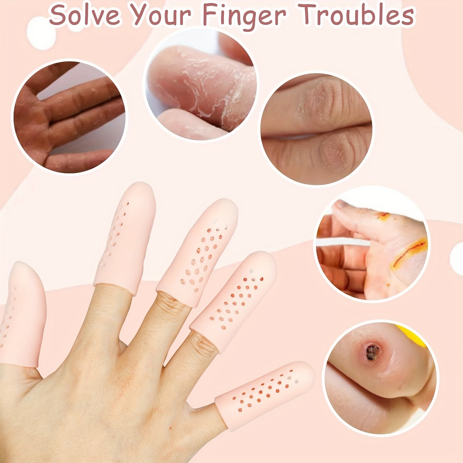 10Pcs Finger Cots Gel Finger Protectors with Air Holes for Fingertips