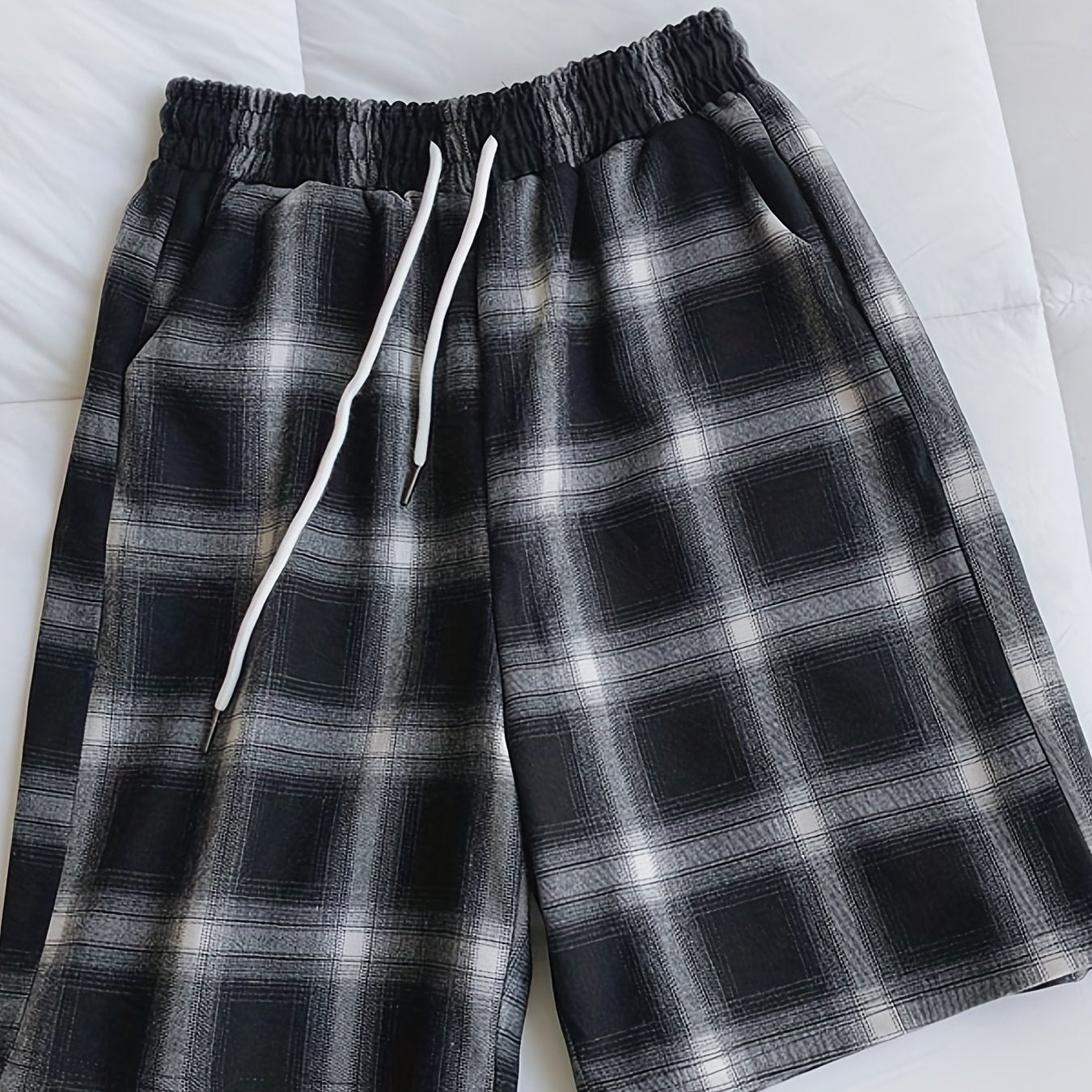Plaid Drawstring Shorts for Women