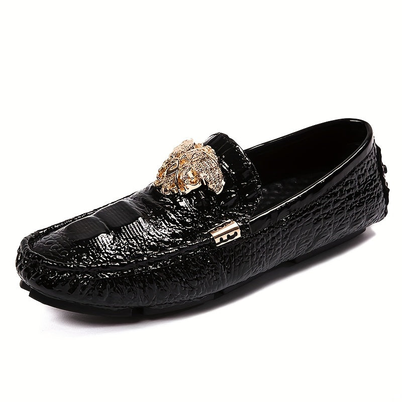 Men's Metallic Decor Loafer Shoes Slip On Moccasin Shoes