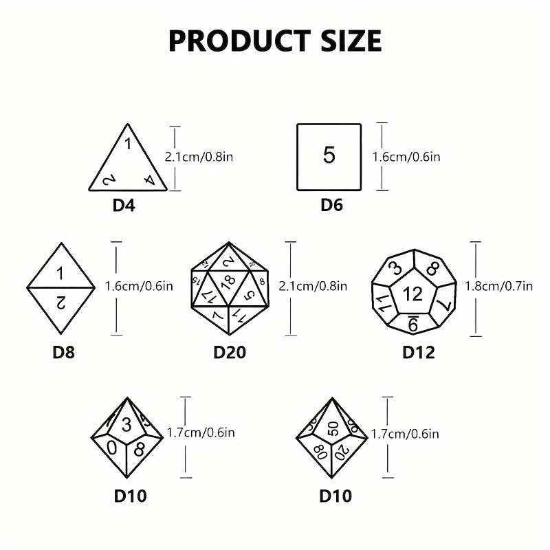7pcs Polyhedral Dice Set Acrylic Solid Dice Entertainment Props