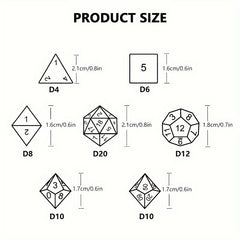 7pcs Polyhedral Dice Set Acrylic Solid Dice Entertainment Props