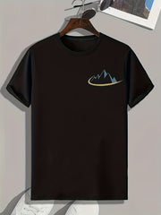 Mountain Print Men's Comfy T shirt - Outdoor Summer Tee