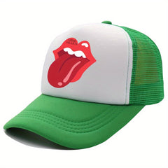Red Lips Print Trucker Hat Hip Hop Cartoon Mesh Baseball Cap