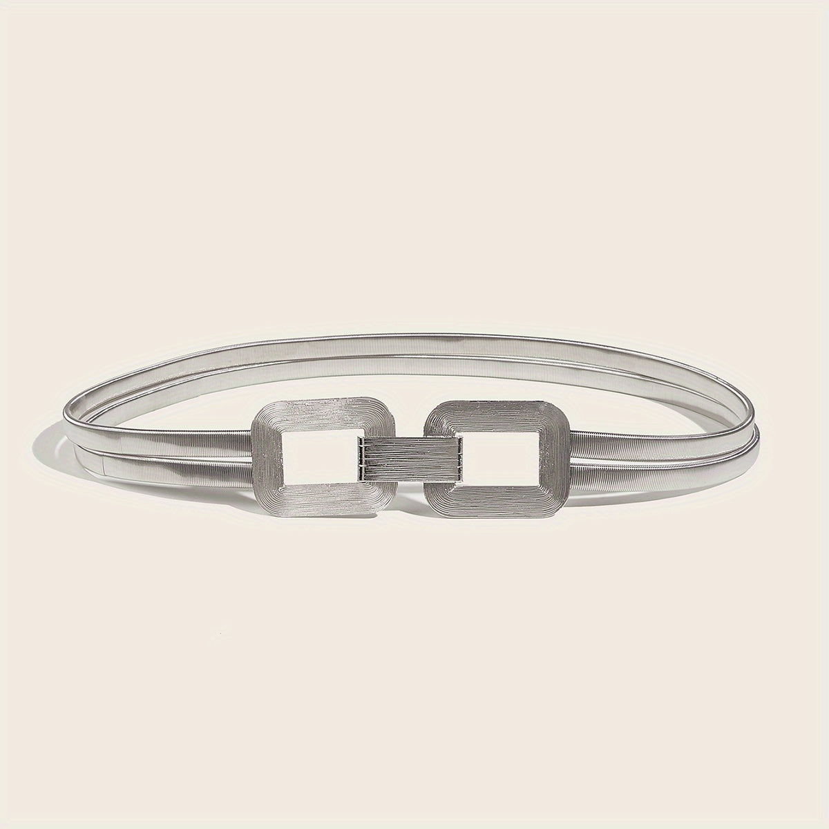 Double Buckle Elastic Belt Women's Thin Waist Seal Metal Cinch Belt