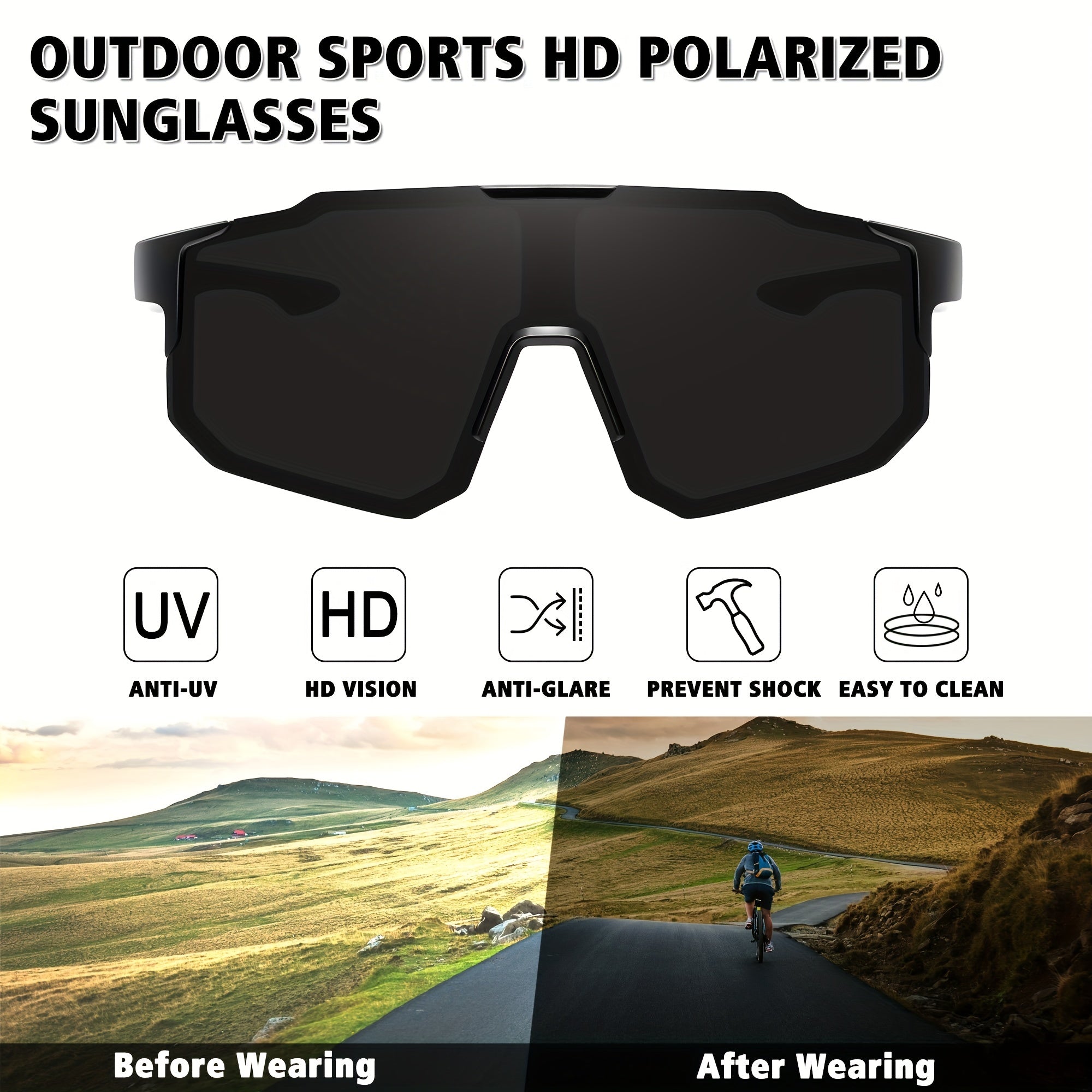 Men's Ink Polarized Sunglasses Dazzling Cycling Glasses Unisex