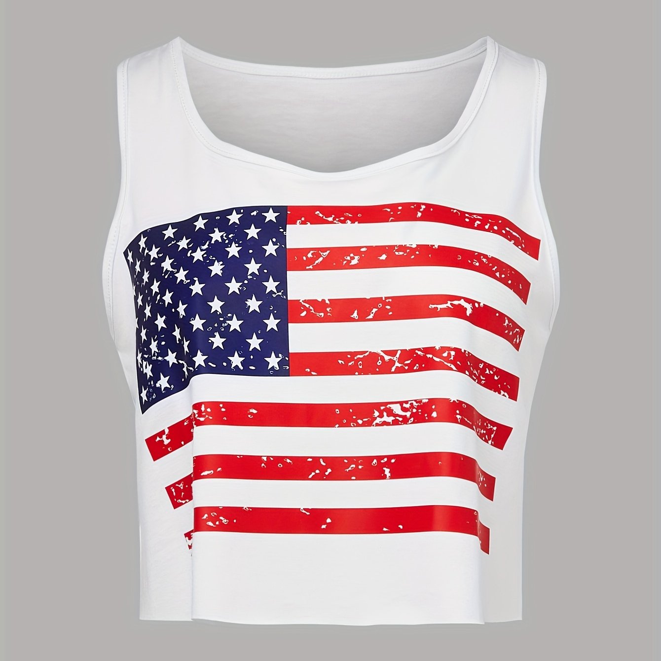 American Flags Tank Top Crew Neck Sleeveless Independence Summer Top