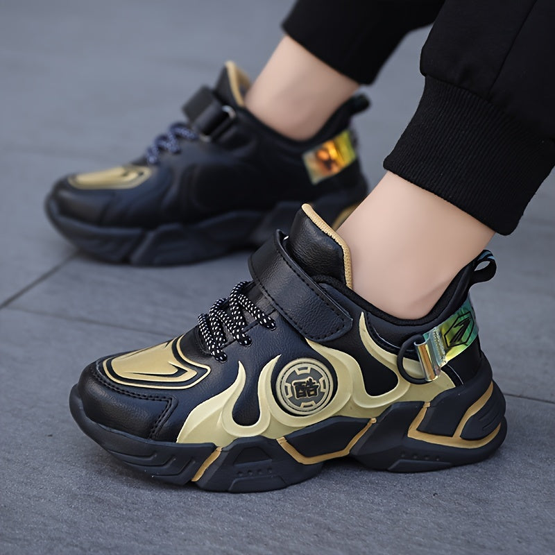 Boy's Flame Pattern Chunky Shoes Non Slip Casual Sneakers