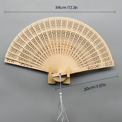 32 cm Sandalwood Fan Sunflower Hollow Pattern Folding Fan Wedding Gift