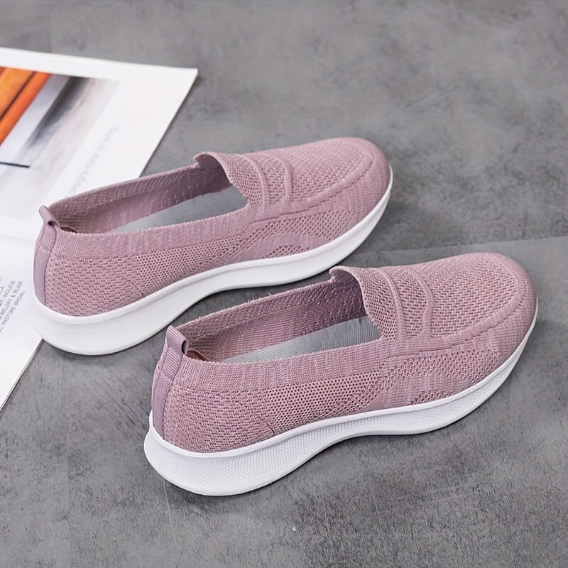 Women's Breathable Knit Slip-On Sneakers Lightweight Walking Shoes