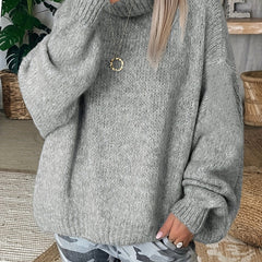 Casual Sweater Women's Solid Long Sleeve Turtle Neck Jumper
