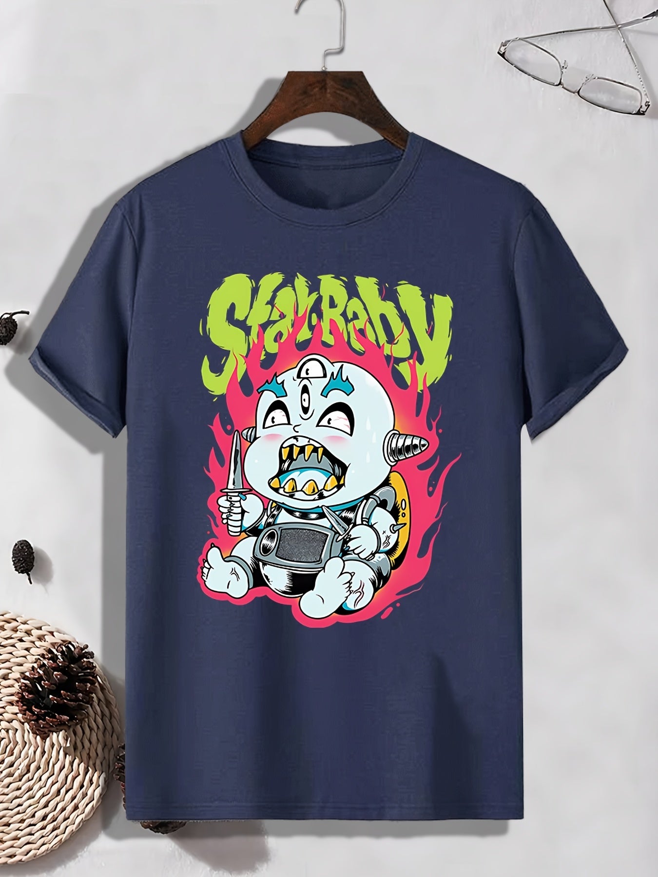 Men's Baby Monster Pattern T shirt Active Stretch Breathable Tee