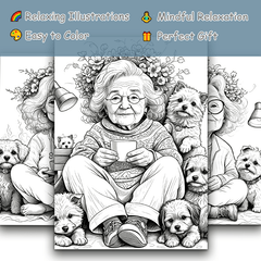 Whimsical Grandma & Dog Adult Coloring Book - Perfect Christmas Gift