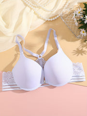 3pcs Lace Push Up Bras Front Buckle Comfy & Breathable Women's Lingerie