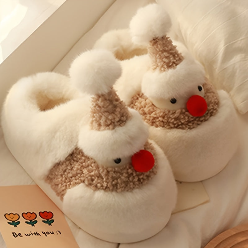 Christmas Snowman Fleece Slippers Soft Bottom Shoes