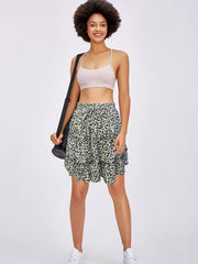 Floral Ruffle Layered Trim Skirt Boho Drawstring Women's Clothing