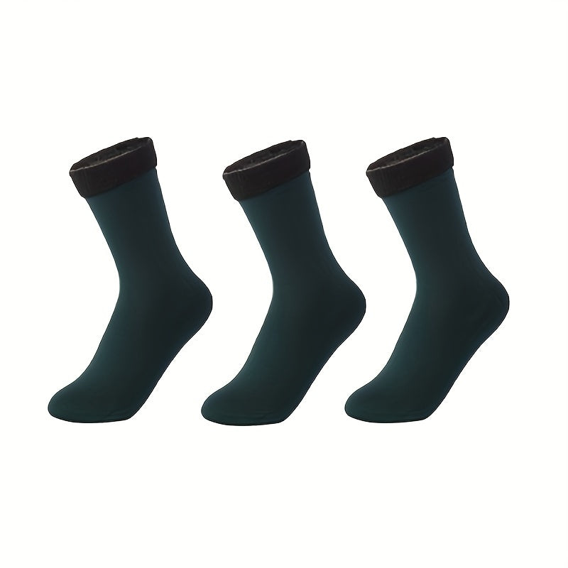 3 Pairs Fuzzy Socks Cozy & Warm Mid Tube Socks Women's Stockings