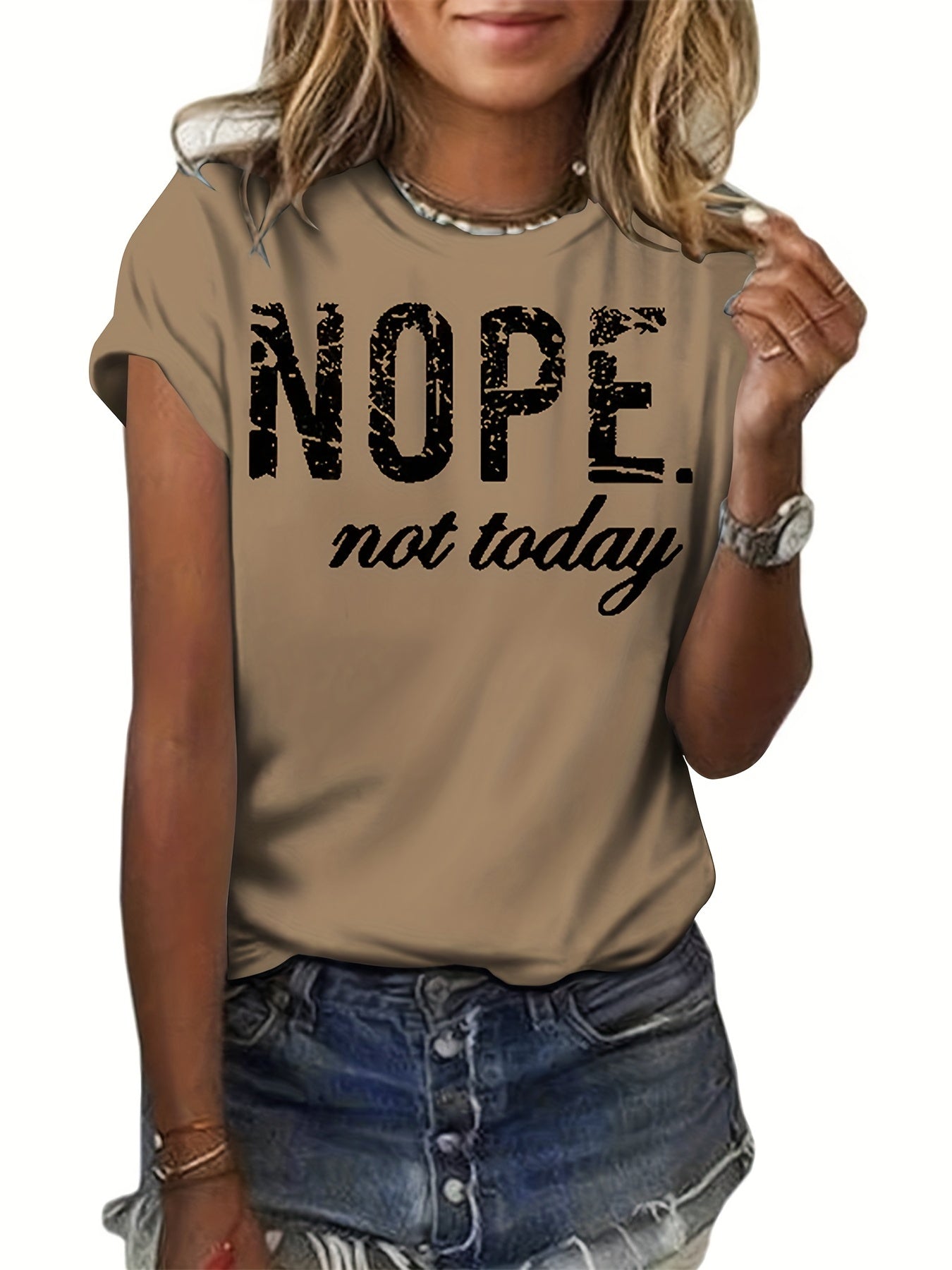 Letter Graphic Breathable Sports T-shirt Round Neck Alphabet Workout Top