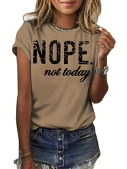Letter Graphic Breathable Sports T-shirt Round Neck Alphabet Workout Top