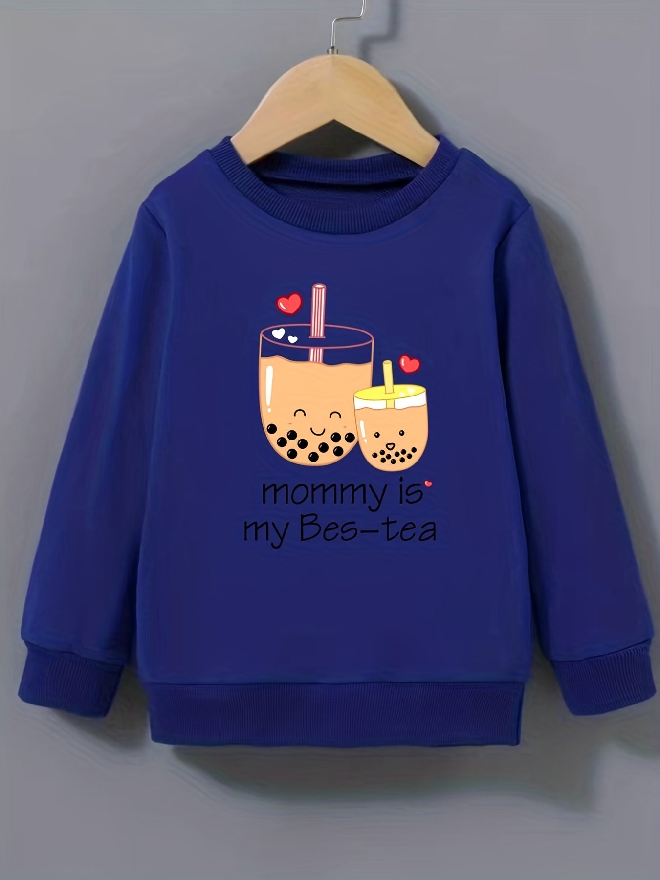 Bubble Tea 'Mommy' Pattern Sweatshirt for Girls