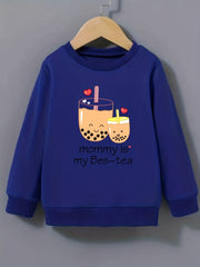 Bubble Tea 'Mommy' Pattern Sweatshirt for Girls