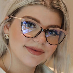 Cat Eye Clear Lens Glasses TR90 Block Frame