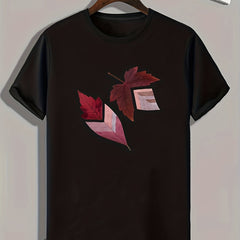 Leaf Pattern Print Men's Sports T-shirt Graphic Tee