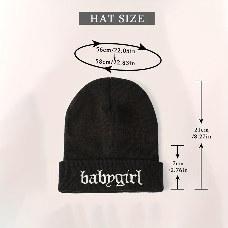 Babygirl Slogan Knitted Hat Embroidered Acrylic Knit Beanie Cap Man Unisex