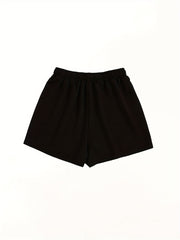 Drawstring Solid Shorts 2 Pack Casual Elastic Waist Workout Shorts Women's Cloth