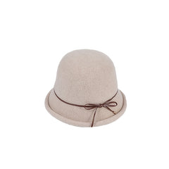 Women's Cloche Hat Thick Warm Fuzzy Bucket Hat with Bow Tie Decoration