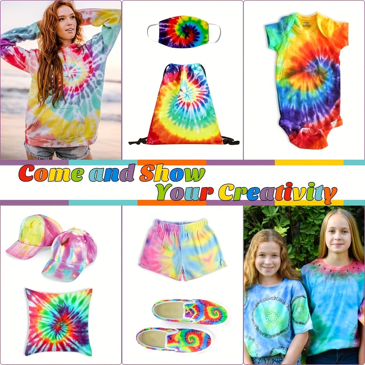 30 Colors Tie Dye Set Fabric Paint Squeeze Bottle Rubber Band Gloves DIY Craft