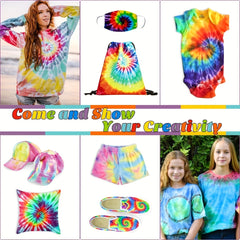 30 Colors Tie Dye Set Fabric Paint Squeeze Bottle Rubber Band Gloves DIY Craft