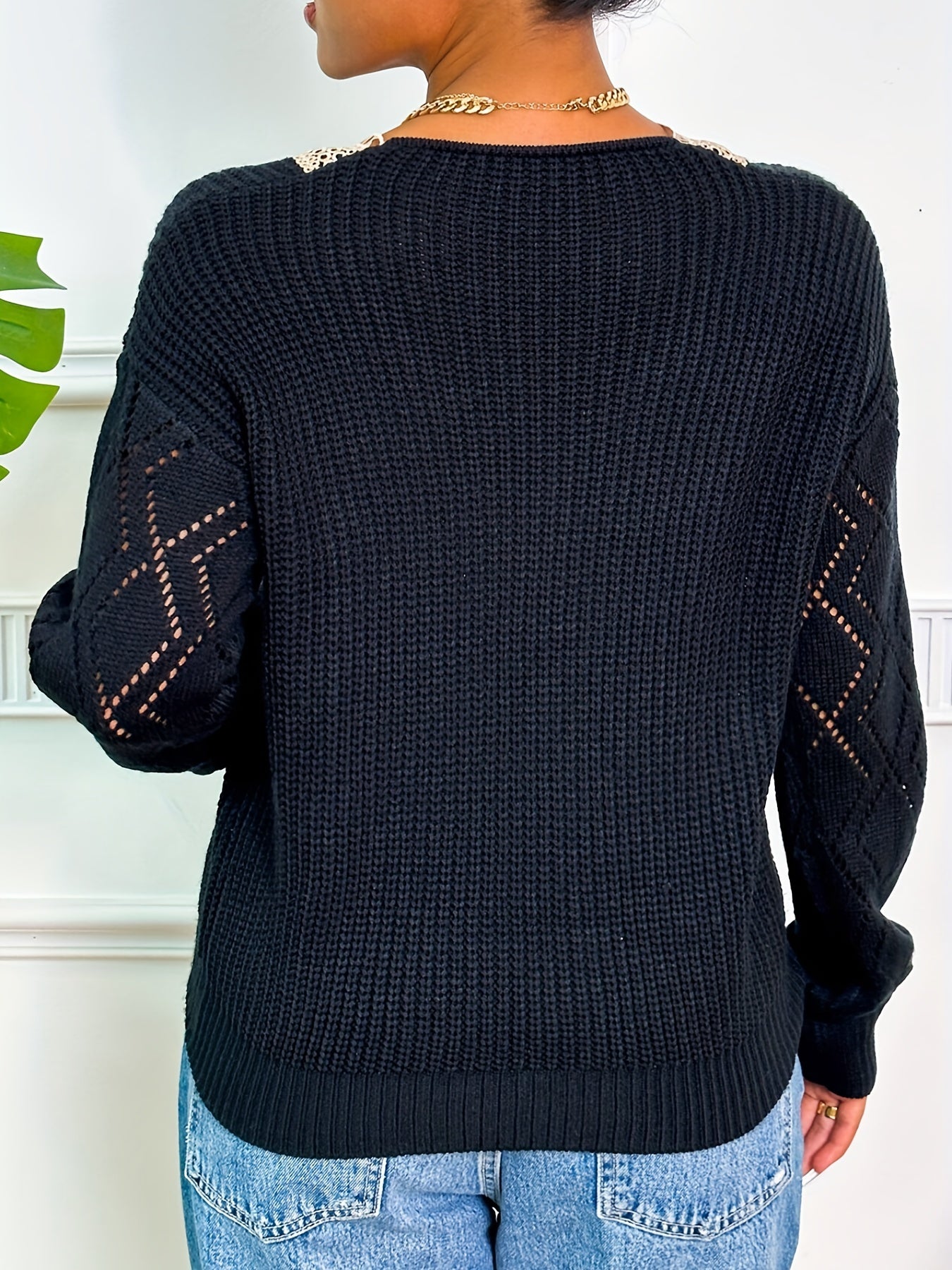 Casual V Neck Knitted Sweater for Fall & Winter