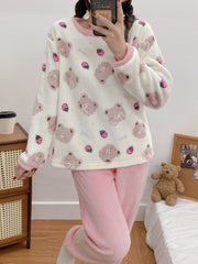 Teddy Bear Thermal Loungewear Long Sleeve Pajama Set