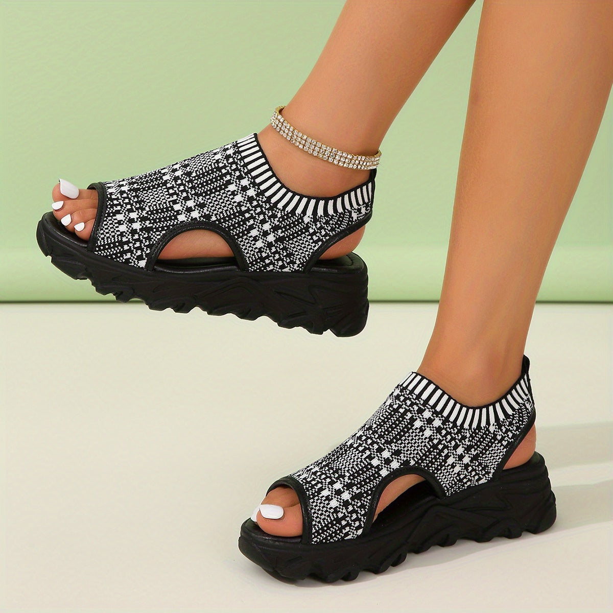 Women's Cut Out Wedge Sandals Open Toe Thick Sole Sports Sandals