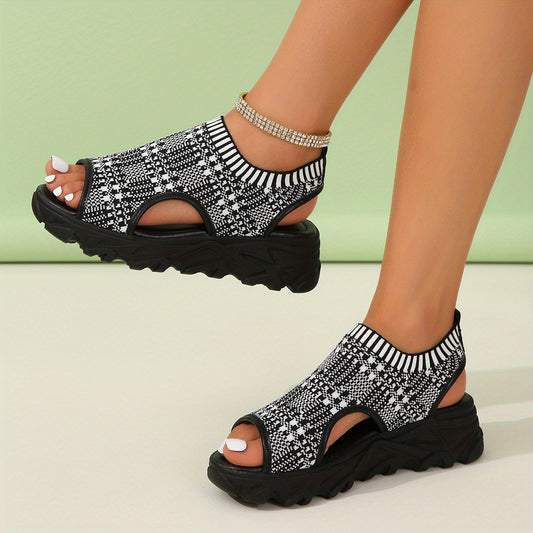 Women's Cut Out Wedge Sandals Open Toe Thick Sole Sports Sandals