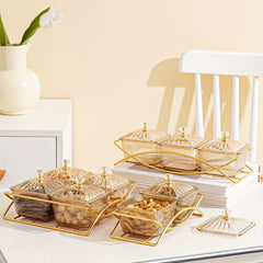 Golden Amber Snack Plate Set for Events Small Food Saucer with Beaded Edge