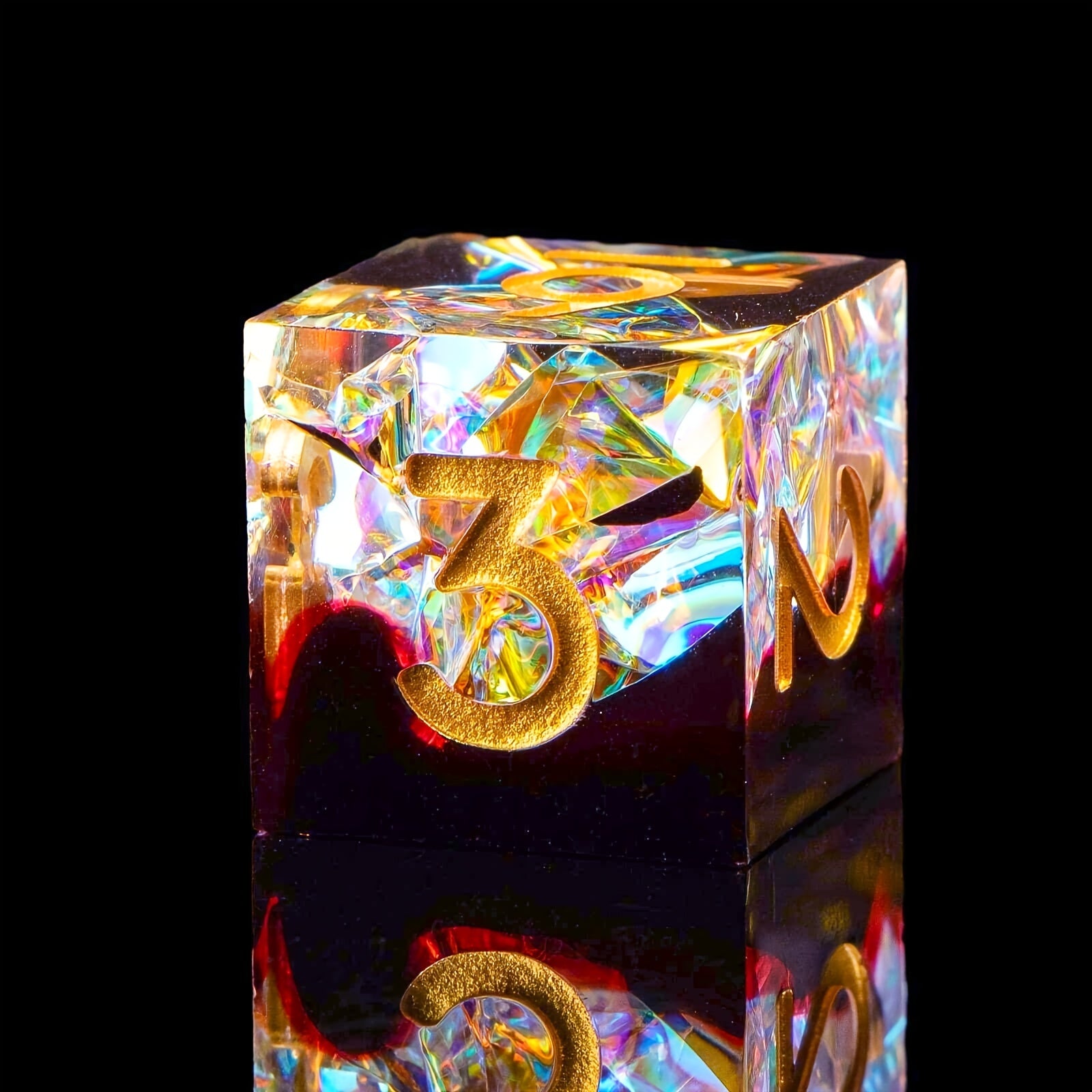 Resin Dice Set 7pcs Polyhedron D20 Sharp Edge Dice for Tabletop Games