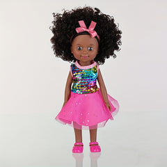 10 Inch Afro Silicone Doll with Skin Interchangeable Outfits & Hairbands