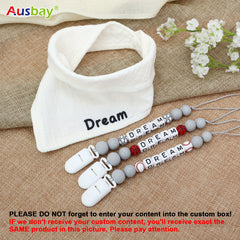 Custom Baby Gift Set Pacifier Clip & Bib