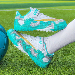 Girl's Turf Football Boots With Rotating Buckle Anti-Skid TF Soccer Cleats