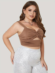 Sexy Cami Top Women's Solid Twist Front Sweetheart Neck Cami Top