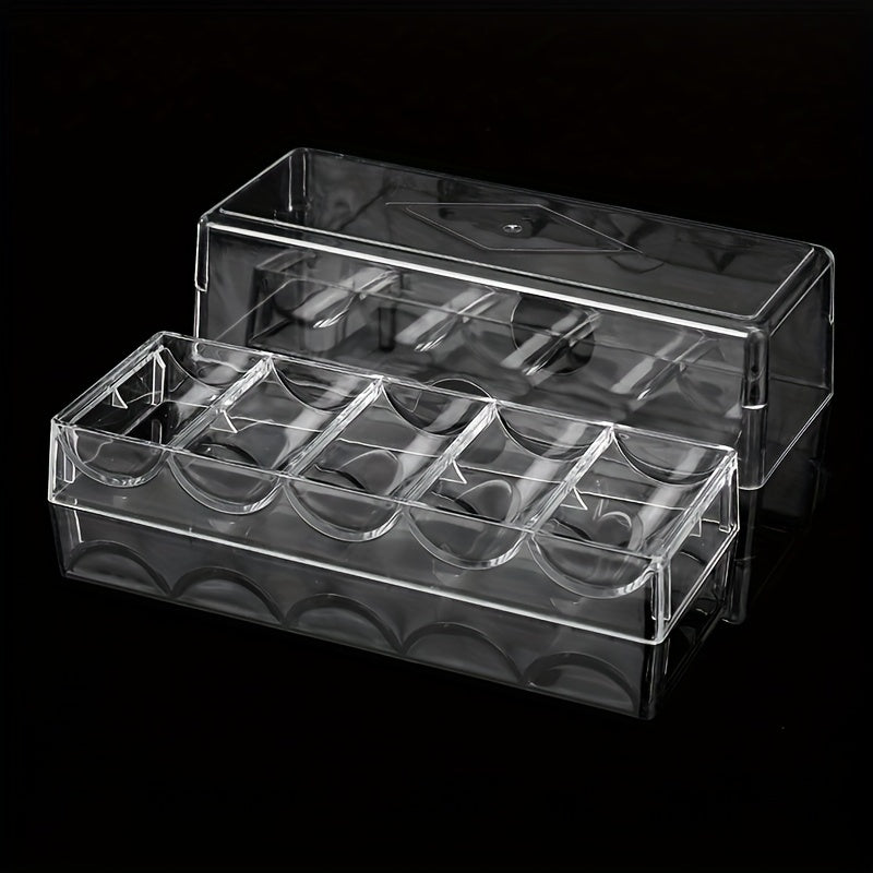 Transparent Poker Piece Storage Box Round Shape Organizer Case