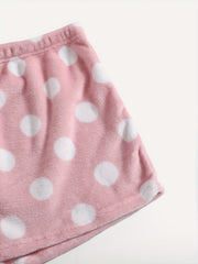 Flannel Polka Dot Print Pajama Set Plus Size