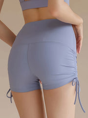 Drawstring Side Yoga Shorts High Waist Quick Drying Sporty Shorts