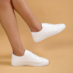 Classic Faux Leather Sneakers Lightweight Low Top Shoes