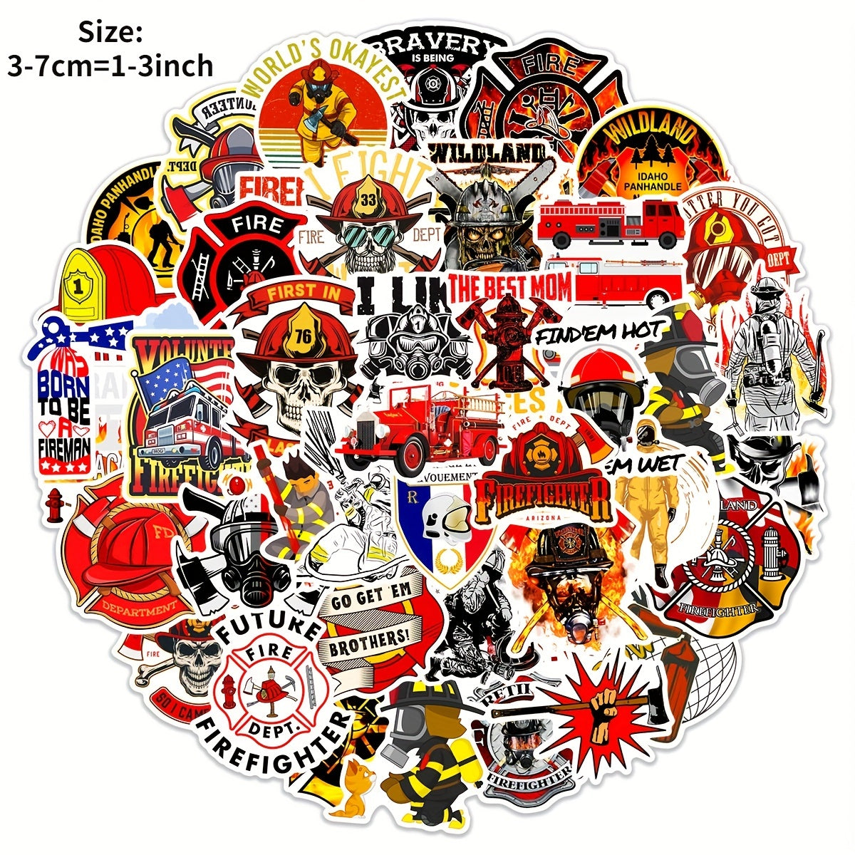 50pcs Firefighter Doodle Stickers Waterproof Decorative DIY Creative Toys