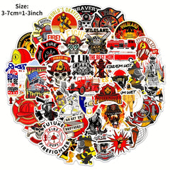50pcs Firefighter Doodle Stickers Waterproof Decorative DIY Creative Toys